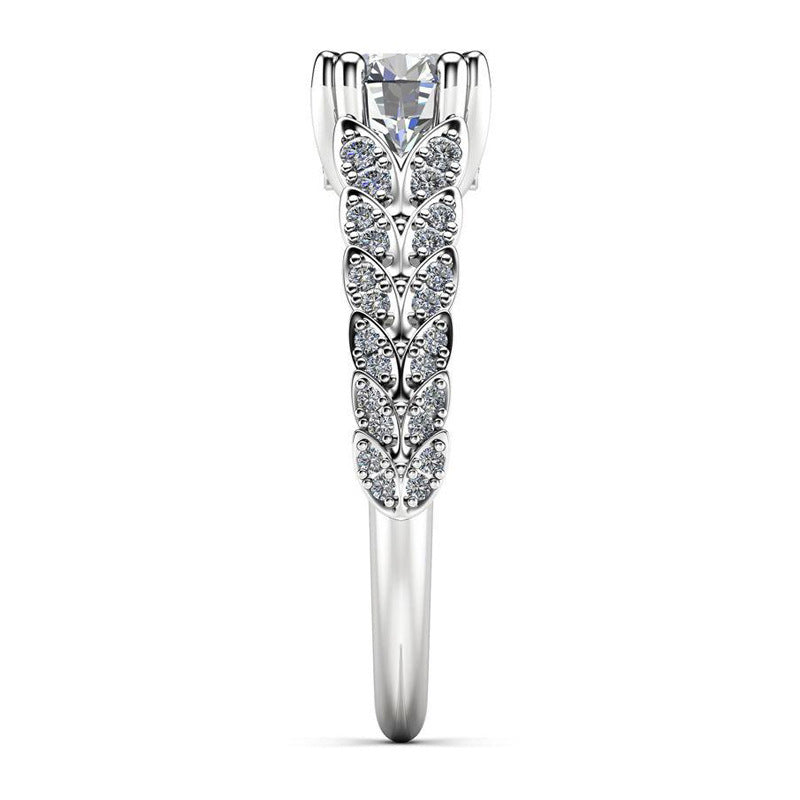 Diamond-Set Flower Leaf Ring