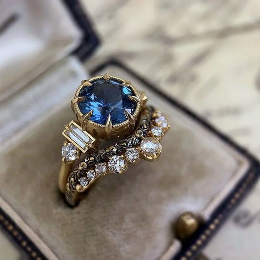 Vintage Inlaid Sapphire Ring