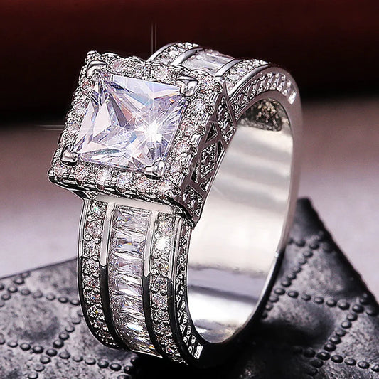 Square Full Diamond Zircon Ring
