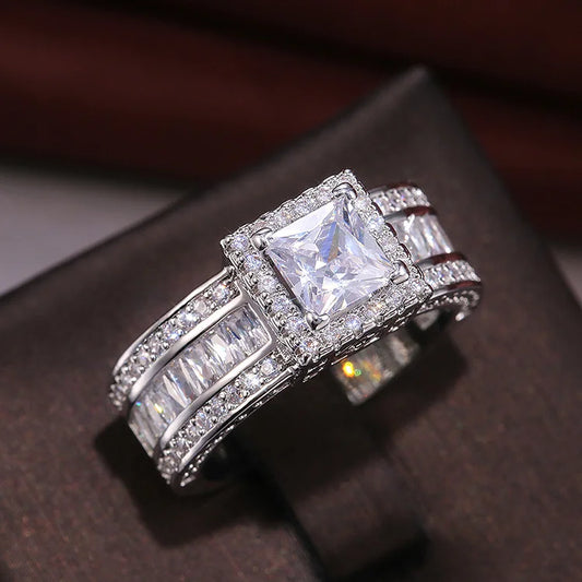 Square Full Diamond Zircon Ring