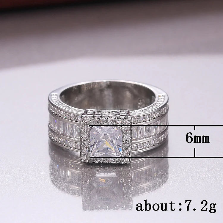 Square Full Diamond Zircon Ring