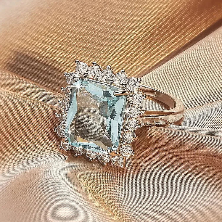 Square Crystal Zircon Diamond Ring