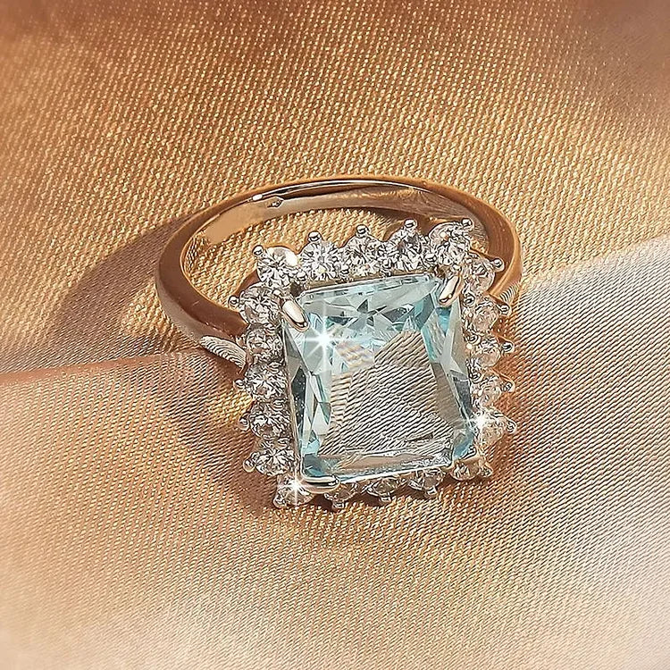 Square Crystal Zircon Diamond Ring