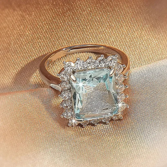 Square Crystal Zircon Diamond Ring