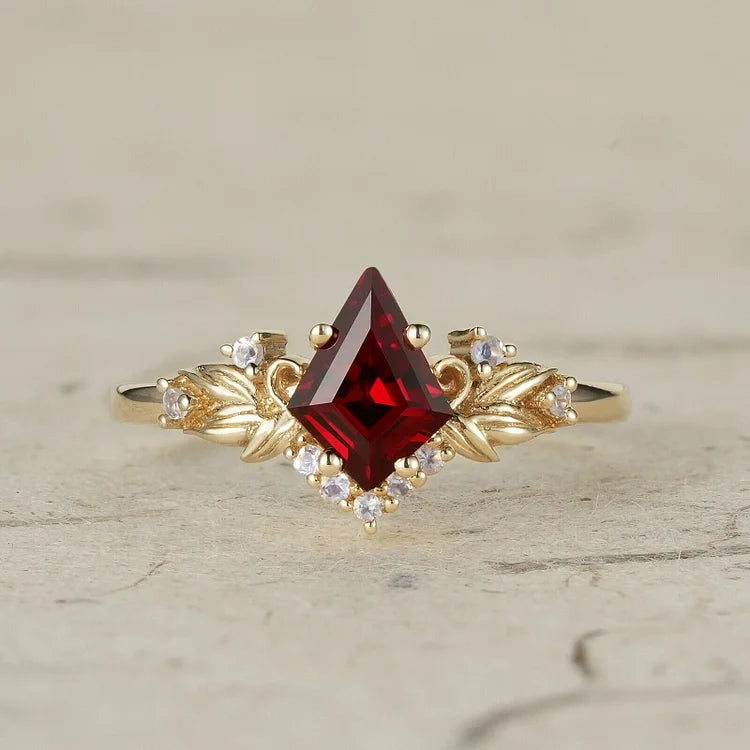 Ruby Ring Three-Stone Stacked Moonstone Ruby Ring Promise Ring