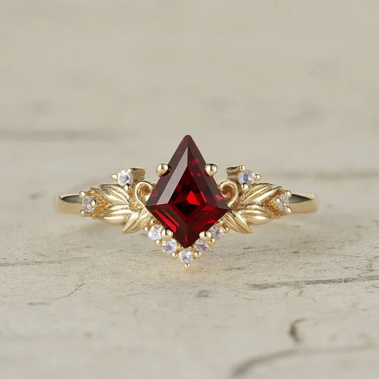 Ruby Ring Three-Stone Stacked Moonstone Ruby Ring Promise Ring