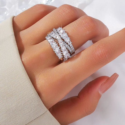 Light Luxury Non-Fading Full Diamond Zirconia Ring