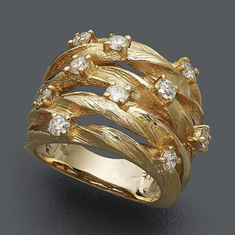 Entwined Vine Starry Zircon Bird's Nest Ring