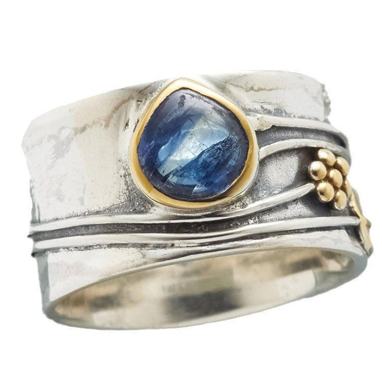 Teardrop Aquamarine Petal Fashion Ring
