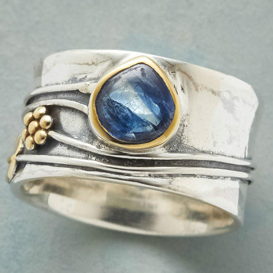 Teardrop Aquamarine Petal Fashion Ring