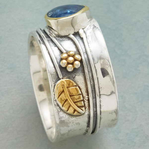 Teardrop Aquamarine Petal Fashion Ring