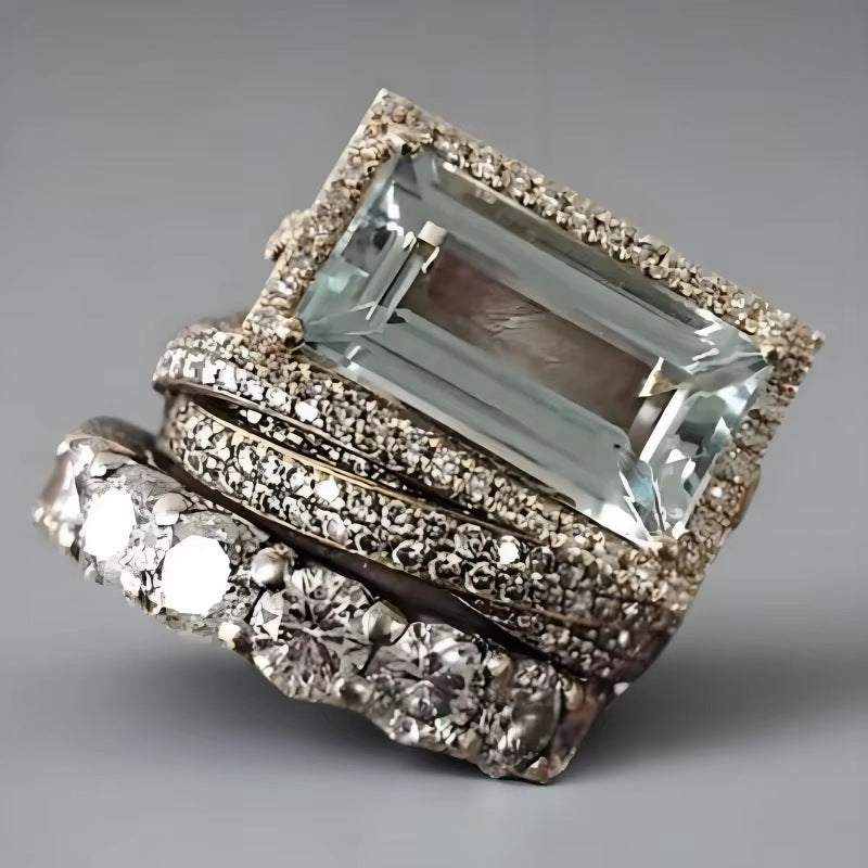 Vintage Silver and Turquoise Glass Ring