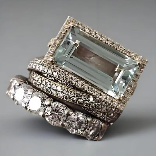 Vintage Silver and Turquoise Glass Ring