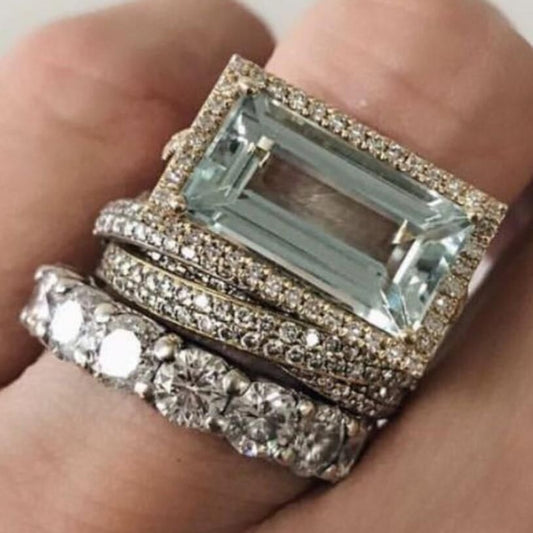 Vintage Silver and Turquoise Glass Ring