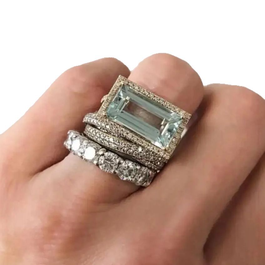 Vintage Silver and Turquoise Glass Ring