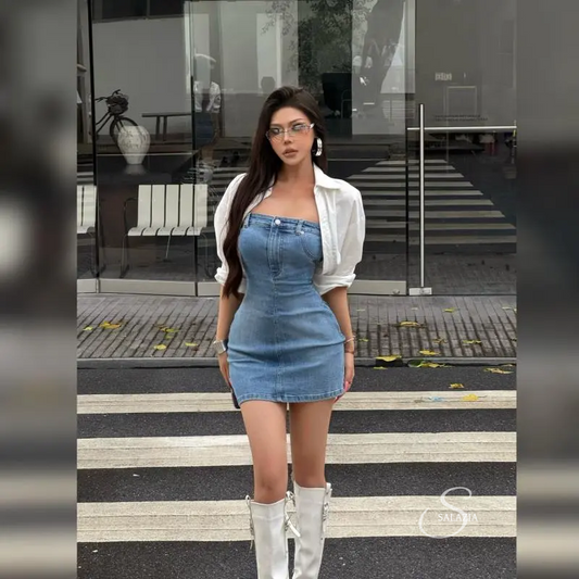 Fashionable elegance Denim Vintage Dresses