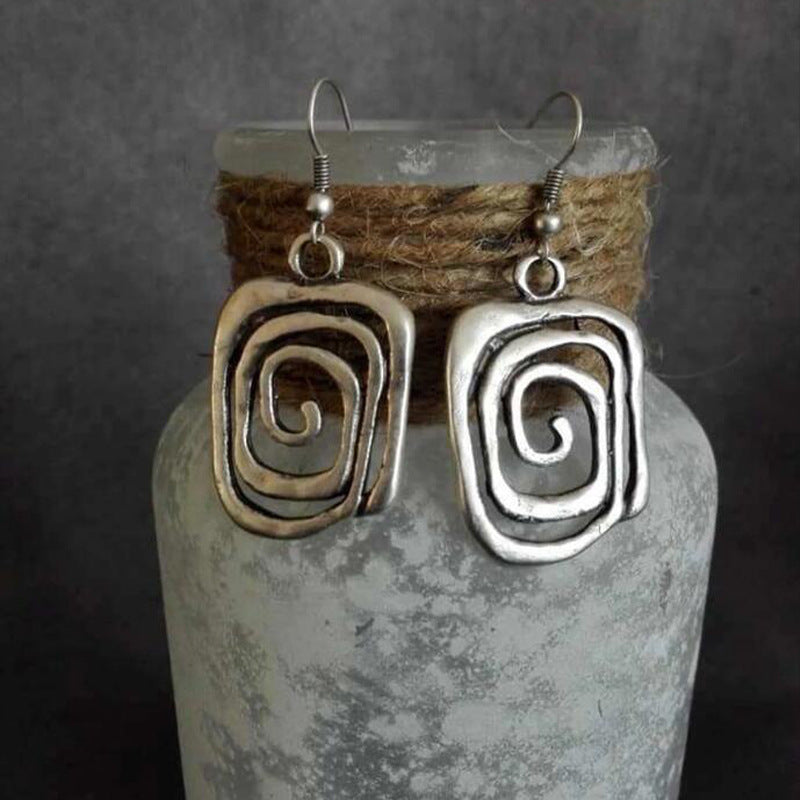 Spiral Boho Earrings in Silver