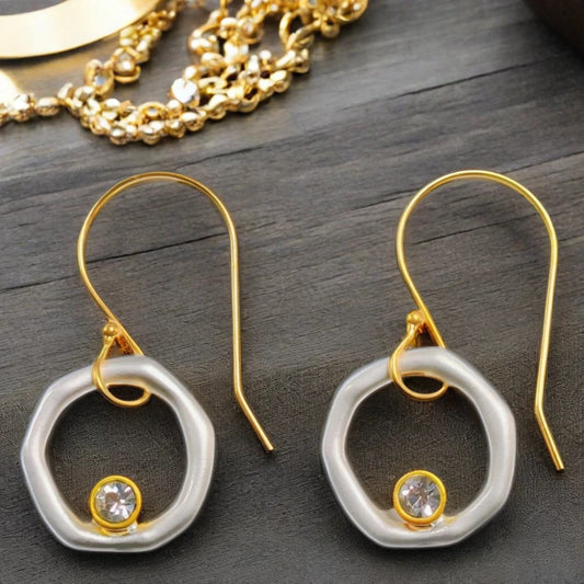 Vintage Gold And Silver Zirconia Earrings