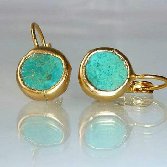 Gold Earrings with Turquoise Stone