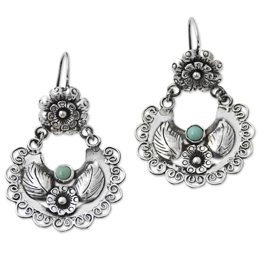 Vintage Silver Flower Dangling Earrings