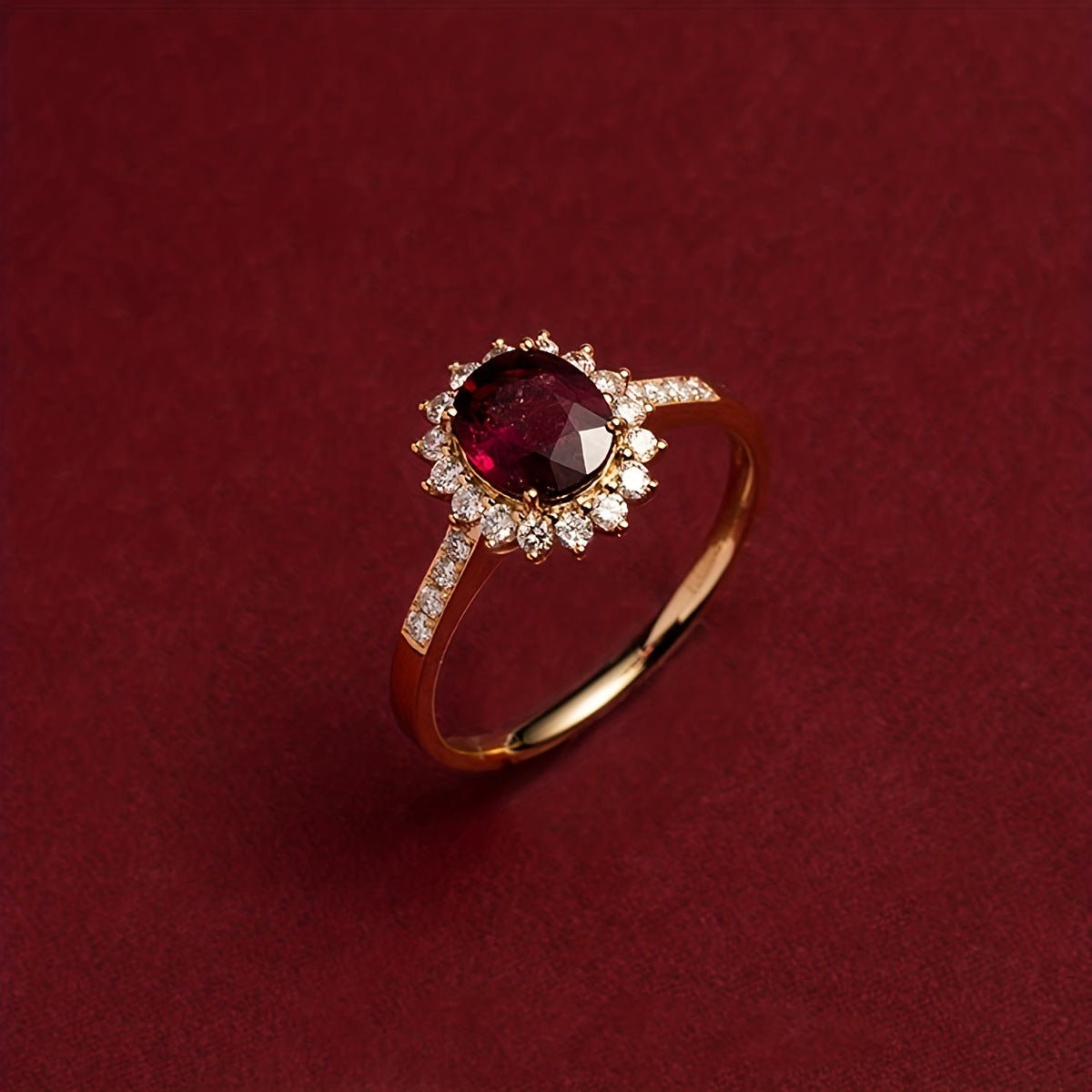 Vintage Red Crystal Gold Ring