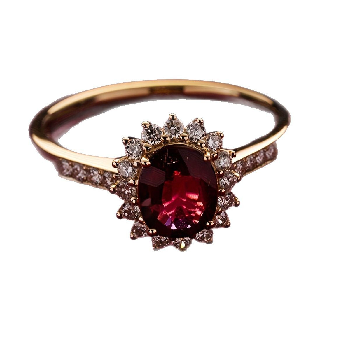Vintage Red Crystal Gold Ring