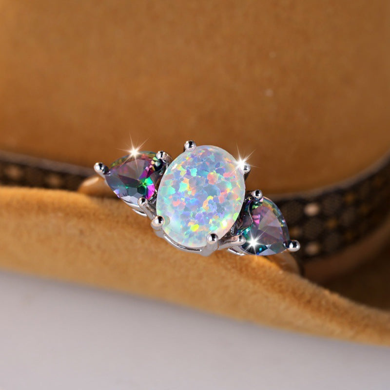 Boho White Opal Ring