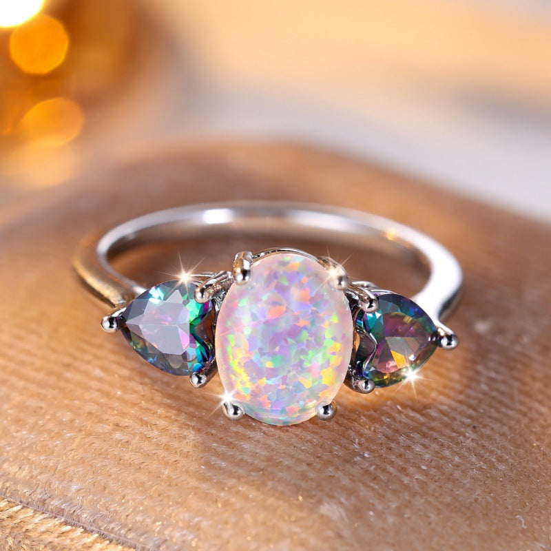 Boho White Opal Ring