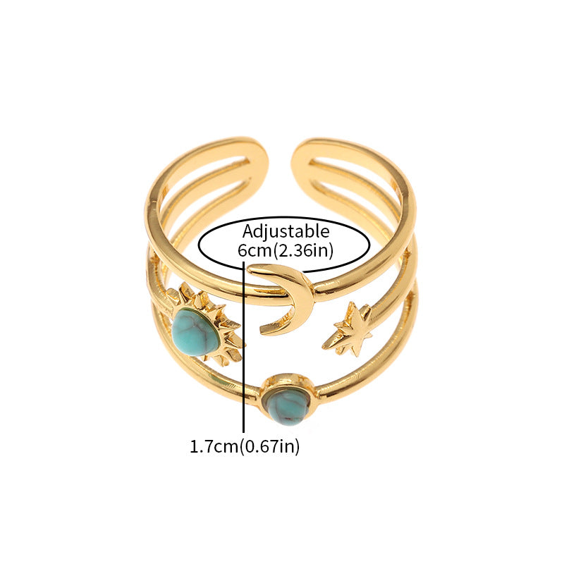 Turquoise Stainless Steel Irregular Open Ring