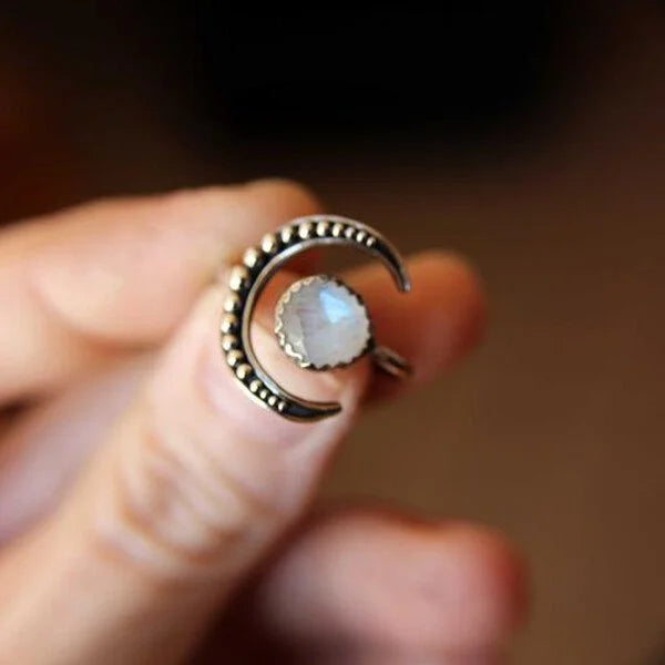 Faceted Moonstone Adjustable Ring