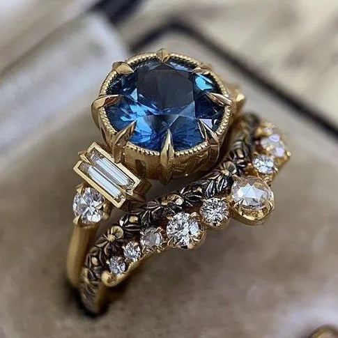 Vintage Inlaid Sapphire Ring