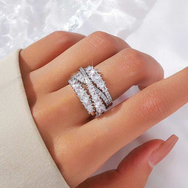 Light Luxury Non-Fading Full Diamond Zirconia Ring